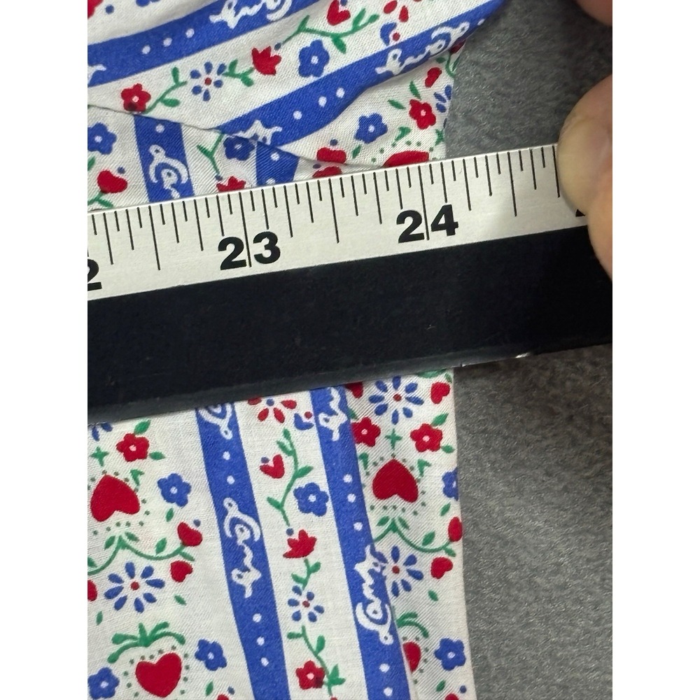 EUC Lanz of Salzburg Flannel Nightgown Red Heart Blue Floral Prairie Gown 2XL - Picture 5 of 9